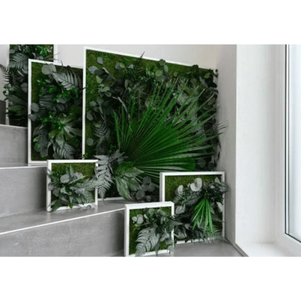 Pflanzenbild im Dschungeldesign 22x22cm 3er Set Vollholz (weiß) Pflanzenbild im Dschungeldesign 22x22cm 3er Set